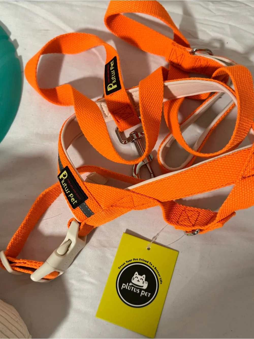 Plenus Pet Orange Dog Leash and Harness Set (Various) Frisbee Dog Tag, Etc NWT